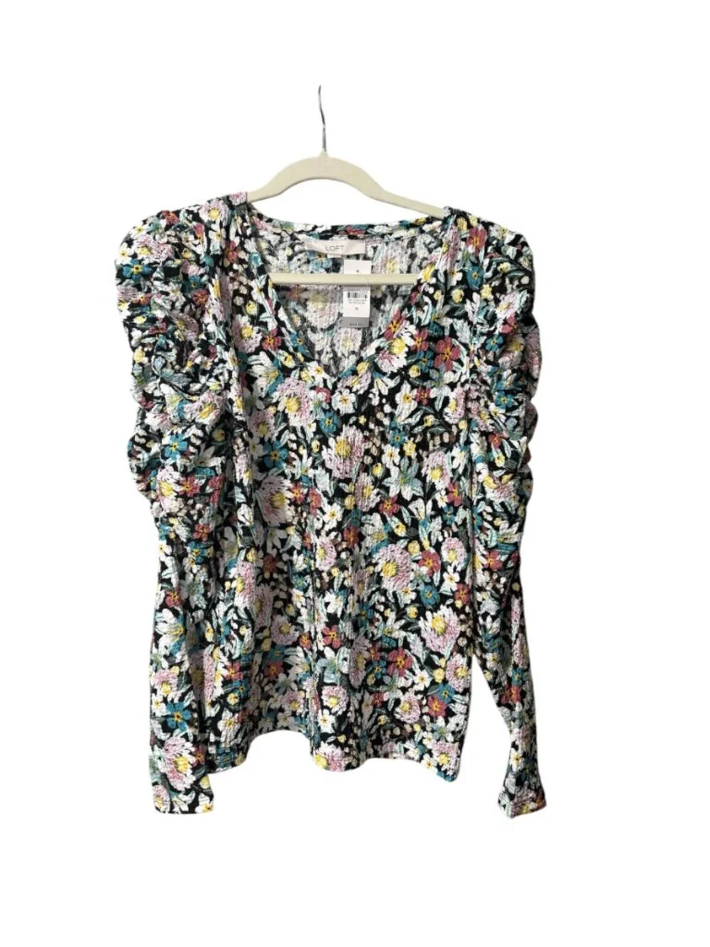 LOFT Floral Puff Sleeve Blouse